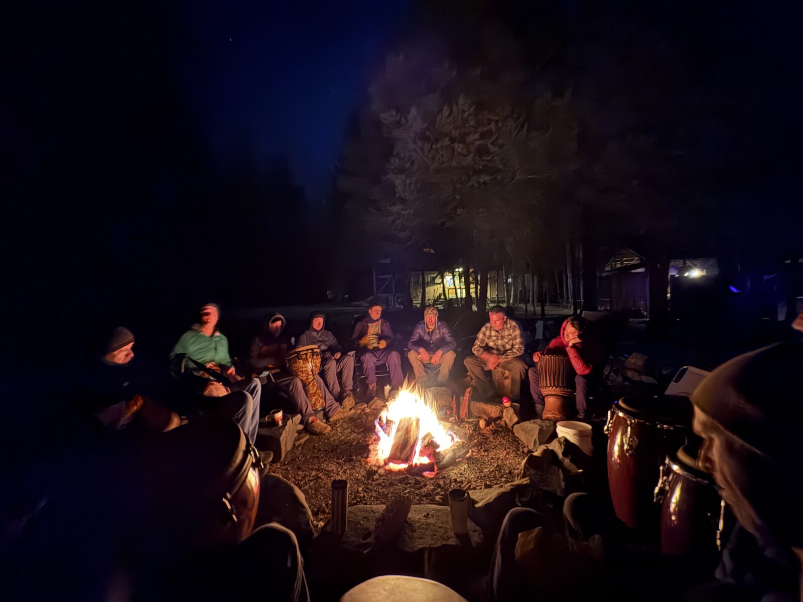 Group around the campfire