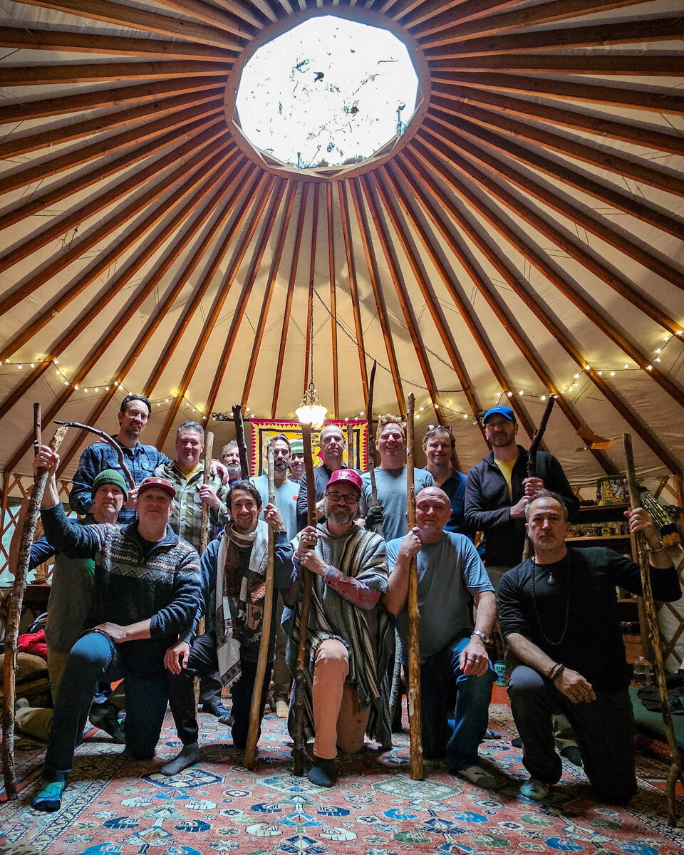 Brothers Ignited group inside the yurt